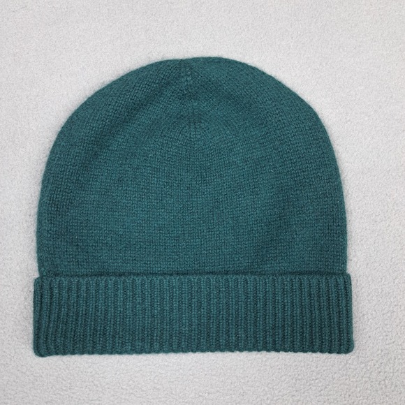 Charter Club Cashmere Beanie Adult OSFM Hunter Green Rib Knit Winter Hat Luxury - Picture 1 of 7